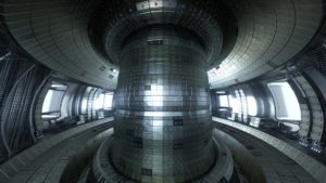 Thermonuclear torus fusion reactor chamber. Very detailed and beautiful artistic illustration
